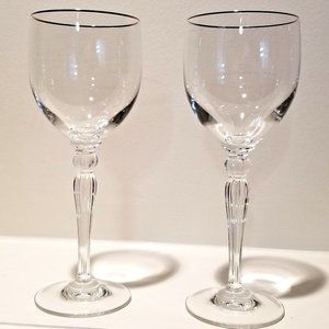 Waterford Crystal Carleton Platinum Wine Glasses ~ Pair of 8 1/2" ~ Beautiful!